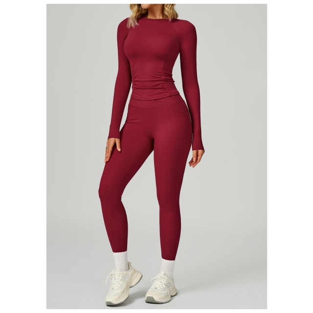 Solid Color Slim Fit Activewear Two Pieces Pant Set