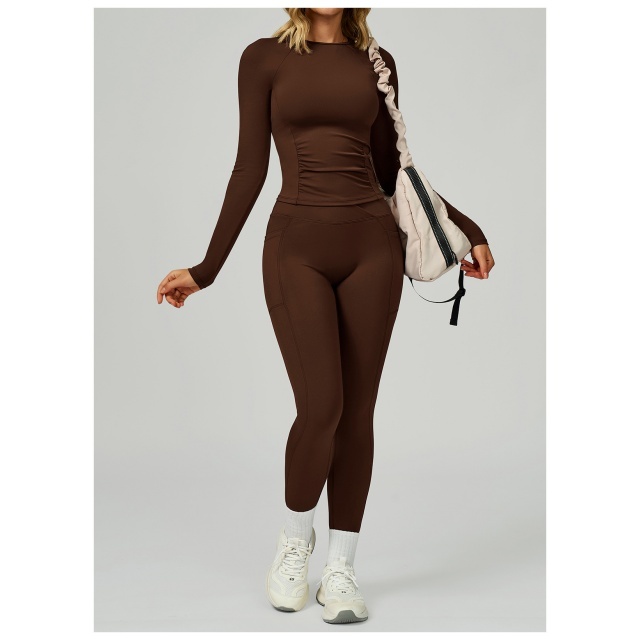 Solid Color Slim Fit Activewear Two Pieces Pant Set