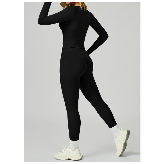 Solid Color Slim Fit Activewear Two Pieces Pant Set