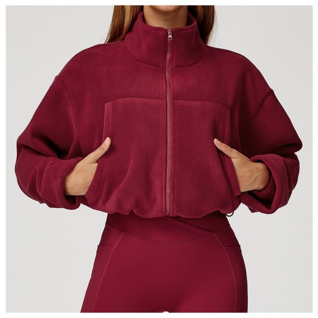 Activewear Suede Long Sleeve Jacket Tight Pant Set Two Pieces