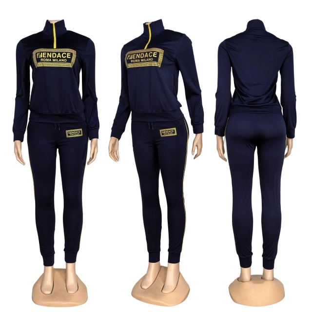 Fashion Bronzing Leisure Long Sleeve Tracksuit Set