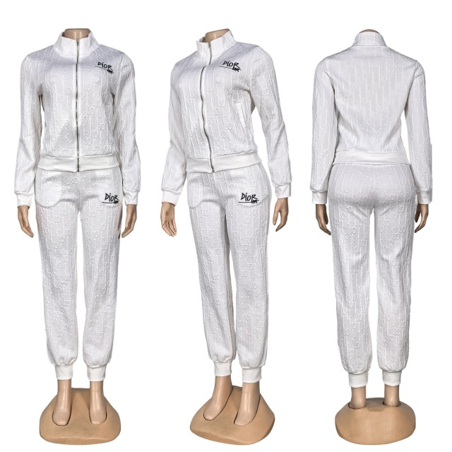 Fashion Embossing Women Fall Tracksuit Set