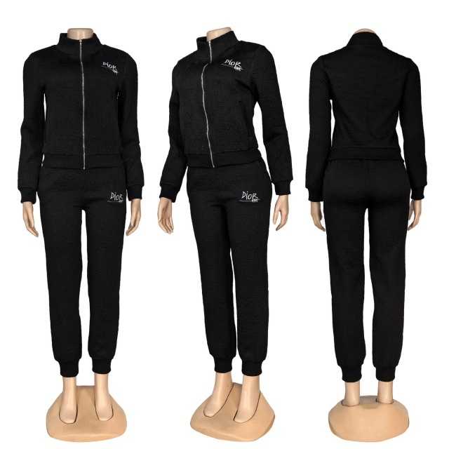 Fashion Embossing Women Fall Tracksuit Set