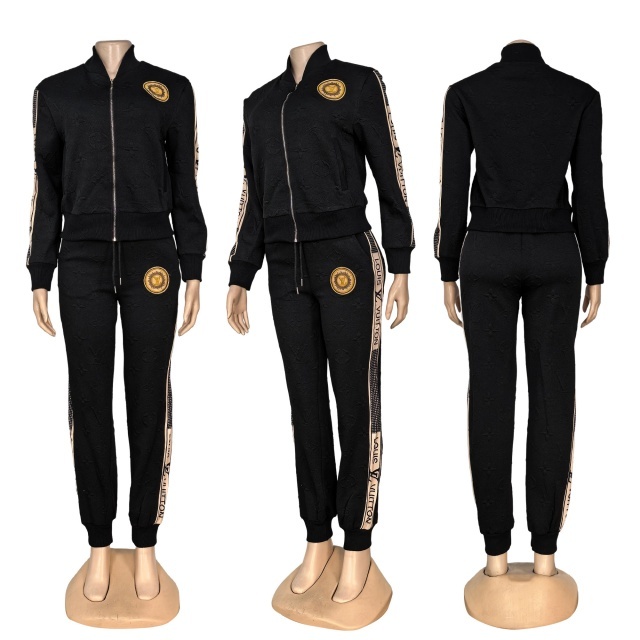 Fashion Embroidery Embossing Women Casual Tracksuit