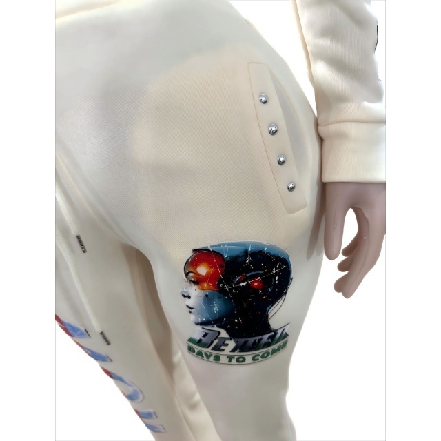 Chic Printed Hooded Tops Jogging Pant Set