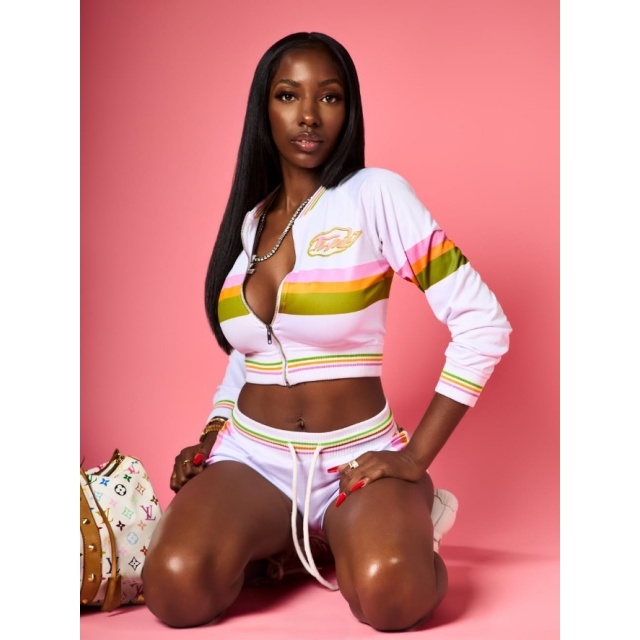 Contrast Color Two Pieces Short Set