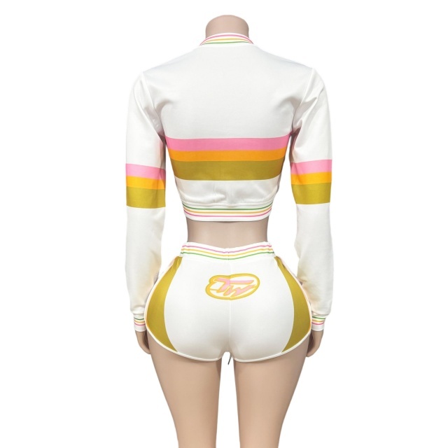 Contrast Color Two Pieces Short Set