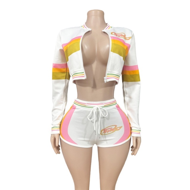 Contrast Color Two Pieces Short Set