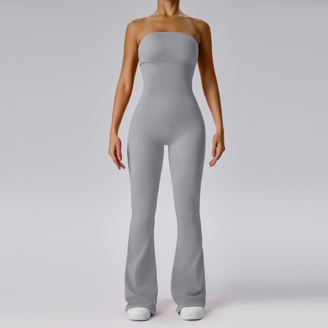 Off Shoulder Strapless Flare Jumpsuit