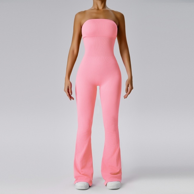 Off Shoulder Strapless Flare Jumpsuit