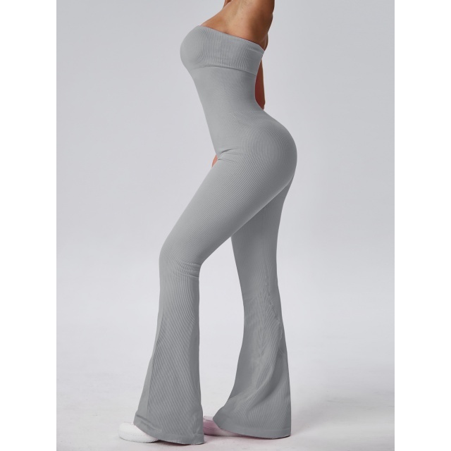 Off Shoulder Strapless Flare Jumpsuit