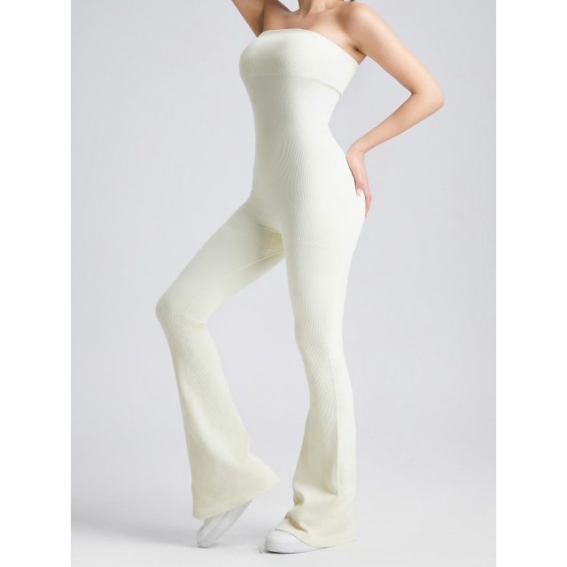 Off Shoulder Strapless Flare Jumpsuit