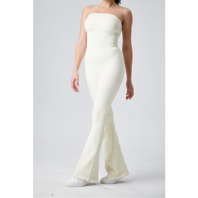 Off Shoulder Strapless Flare Jumpsuit