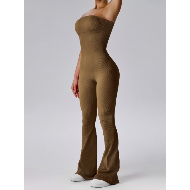 Off Shoulder Strapless Flare Jumpsuit