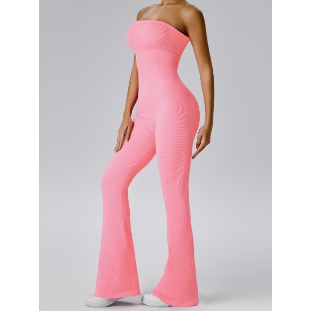 Off Shoulder Strapless Flare Jumpsuit