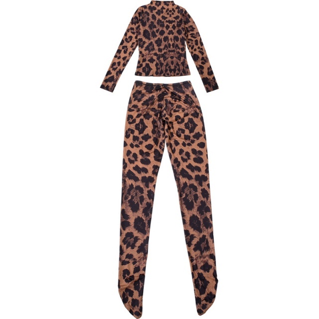 Printed Long-sleeved Top Slim-fit Pants Set