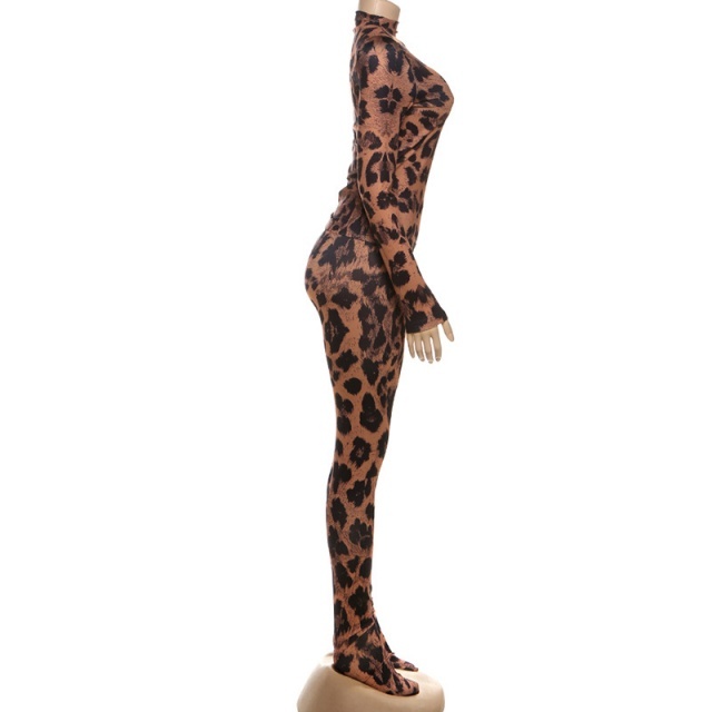 Printed Long-sleeved Top Slim-fit Pants Set
