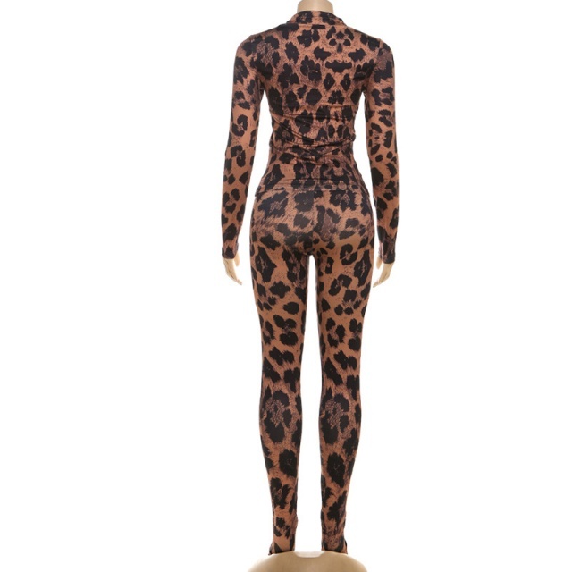Printed Long-sleeved Top Slim-fit Pants Set