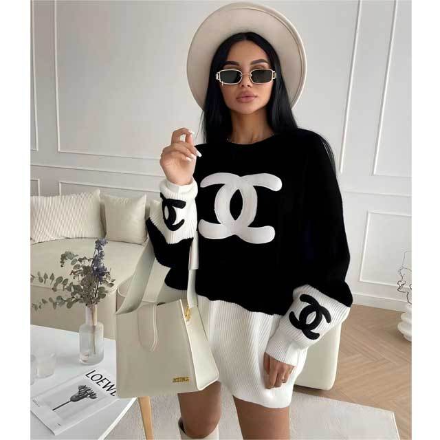 Color Block Knit Casual Sweater
