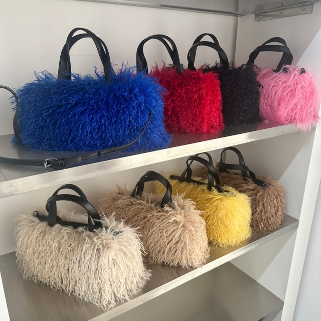 Faux Wool Crossbody Tote Bag Handbag