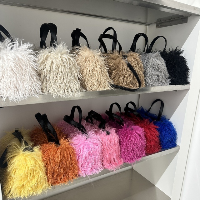 Faux Wool Crossbody Tote Bag Handbag