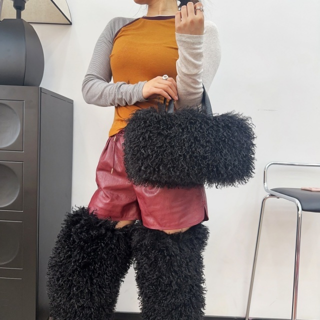 Faux Wool Crossbody Tote Bag Handbag