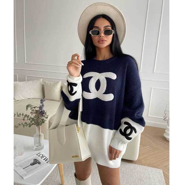 Color Block Knit Casual Sweater