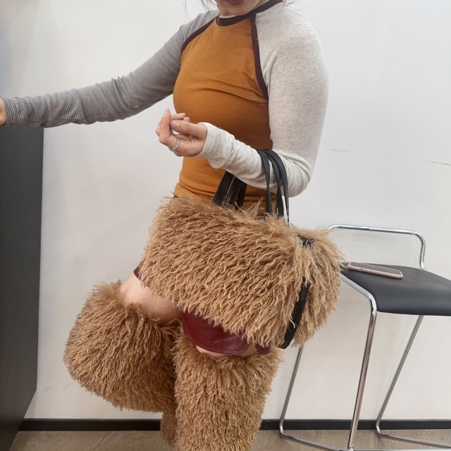 Faux Wool Crossbody Tote Bag Handbag