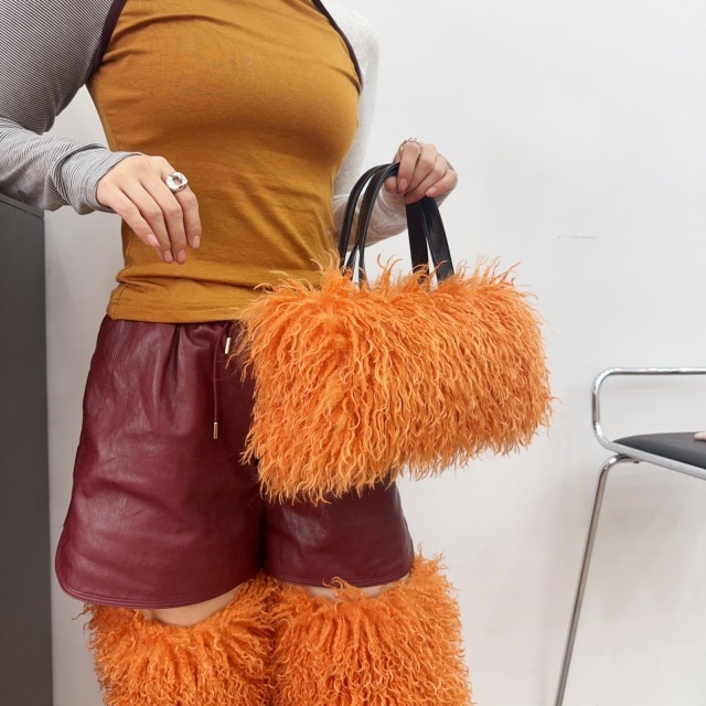 Faux Wool Crossbody Tote Bag Handbag