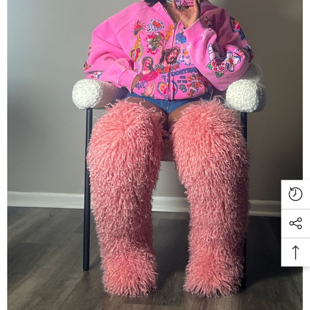 Faux Wool Thigh High Snow Boots