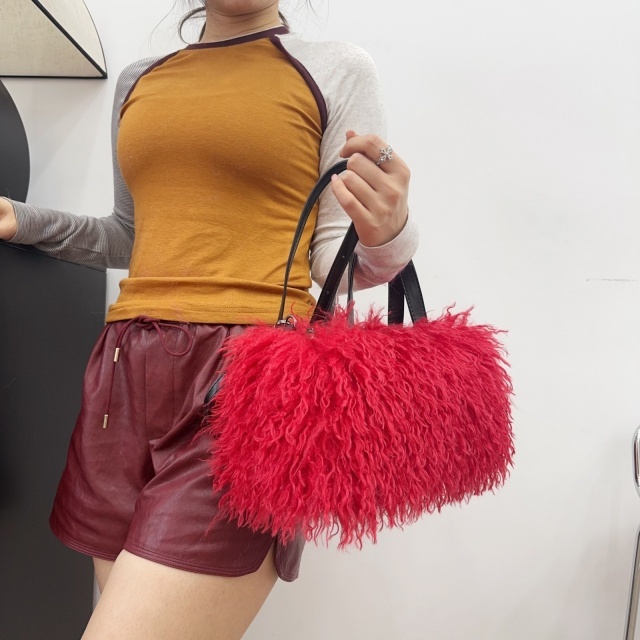 Faux Wool Crossbody Tote Bag Handbag