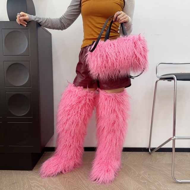 Faux Wool Crossbody Tote Bag Handbag