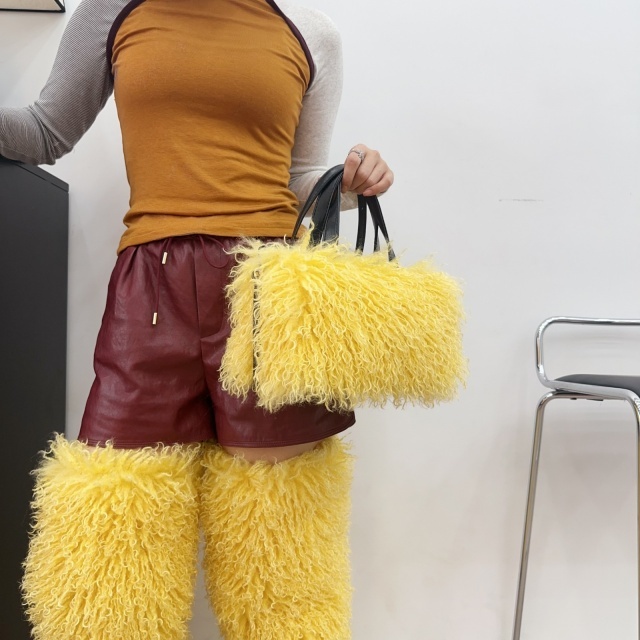 Faux Wool Crossbody Tote Bag Handbag