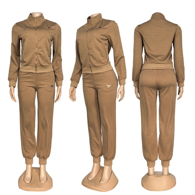 Fashion Embossing Long Sleeve Tracksuit Set