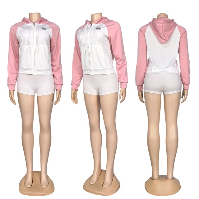 Fashion Embroidery Color Block Zipper Jacket