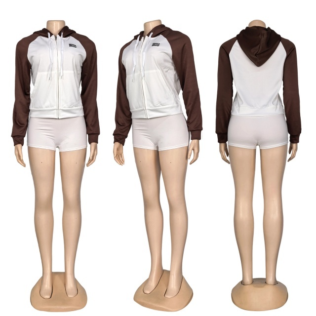 Fashion Embroidery Color Block Zipper Jacket