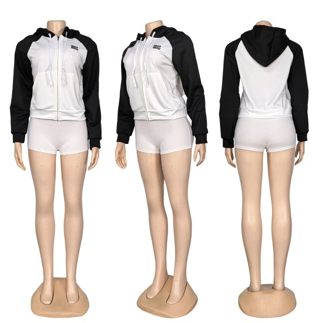 Fashion Embroidery Color Block Zipper Jacket