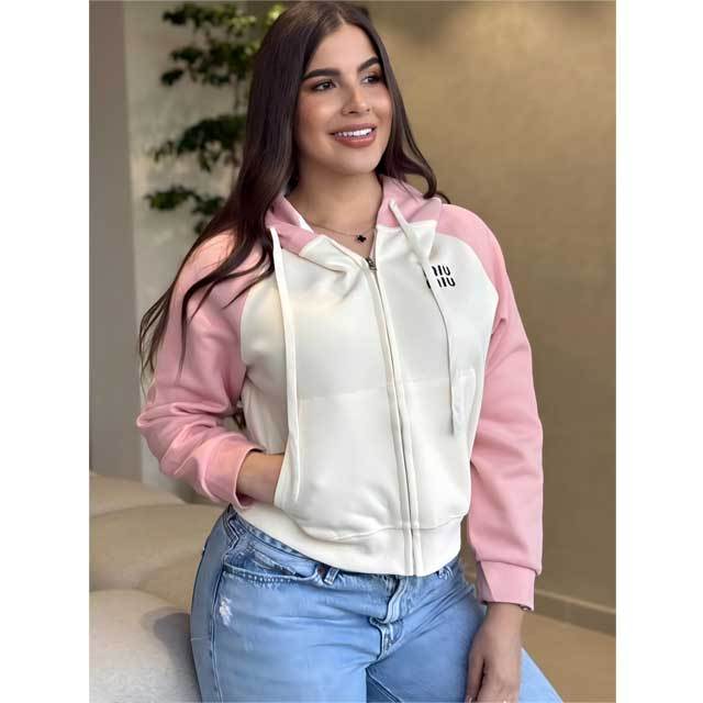 Fashion Embroidery Color Block Zipper Jacket