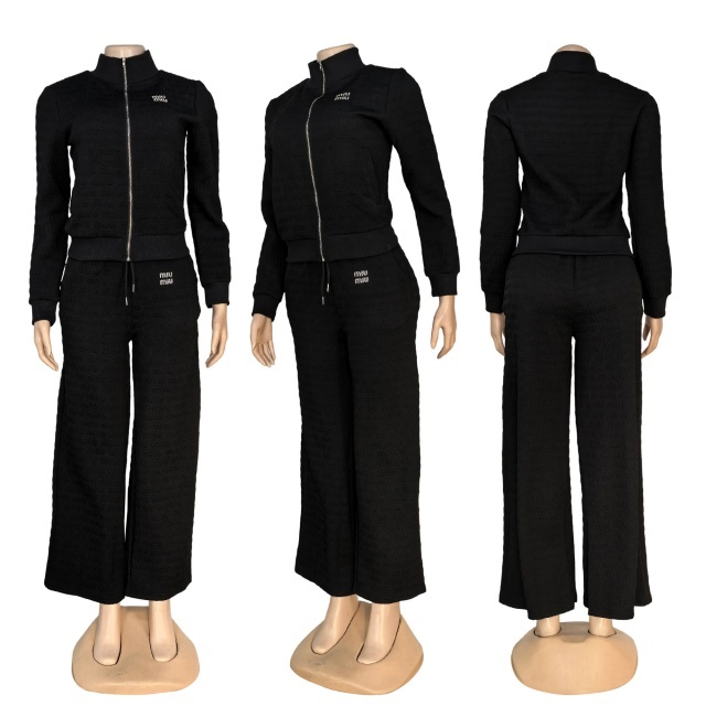 Fashion Embroidery Embossing Zipper Tracksuit Set