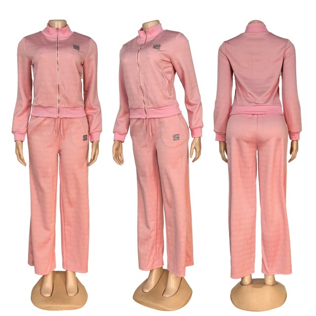 Fashion Embroidery Embossing Zipper Tracksuit Set