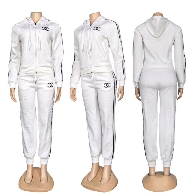 Fashion Embroidery Jacquard Hooded Tracksuit Set