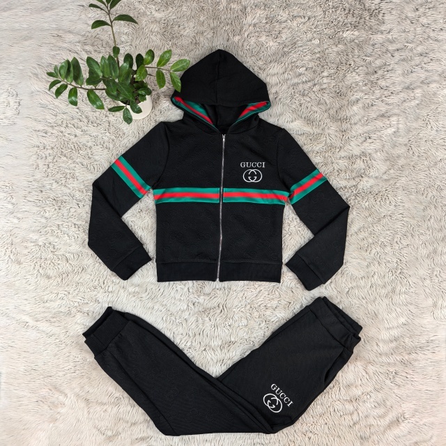 Fashion Jacquard Striped Hooded Tracksuit Set