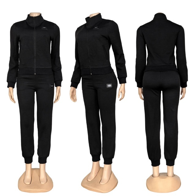 Fashion Jacquard Zipper Fall Tracksuit