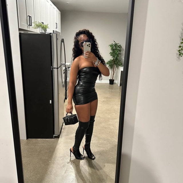 PU Leather Off Shouler Tube Top Tight Dress