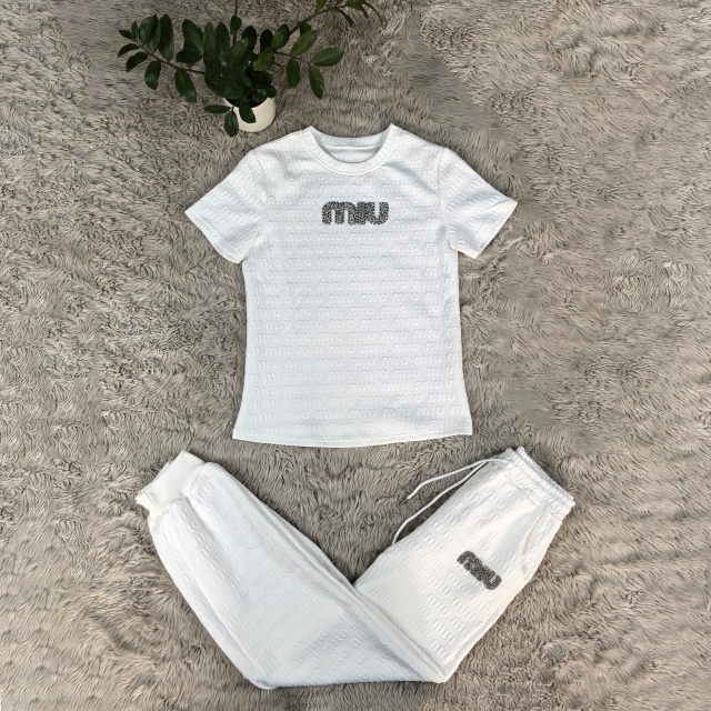 Short Sleeve Jacquard Casual Tracksuit Set