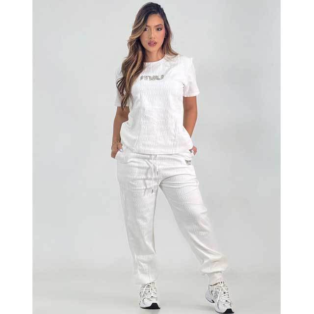 Short Sleeve Jacquard Casual Tracksuit Set