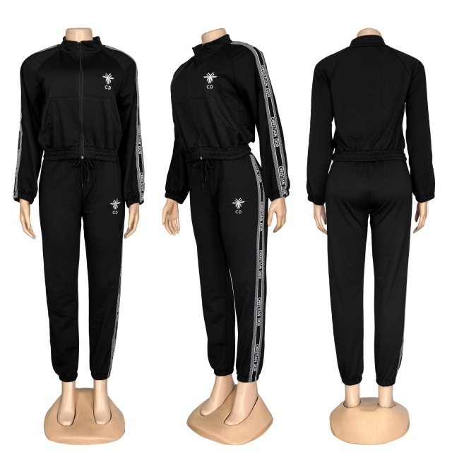 Fashion Embroidery Women Casual Tracksuit