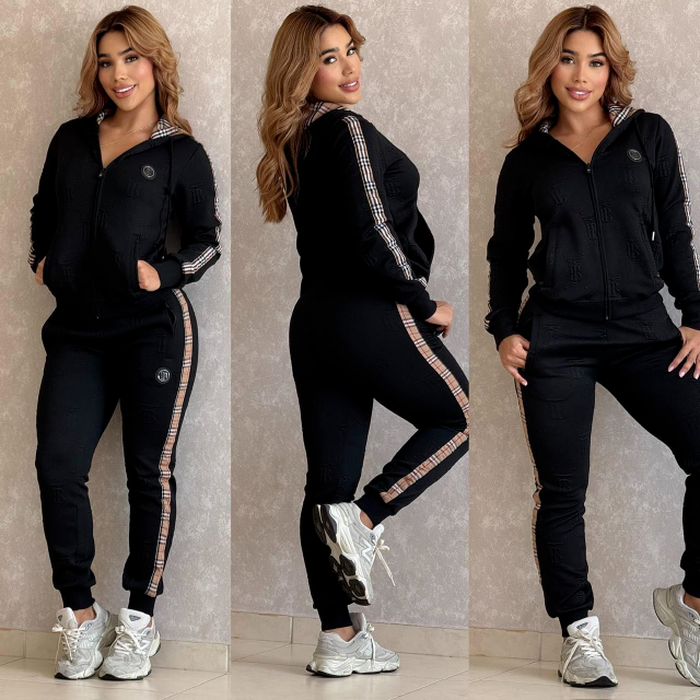 Fashion Jacquard Hooded Tracksuit Set