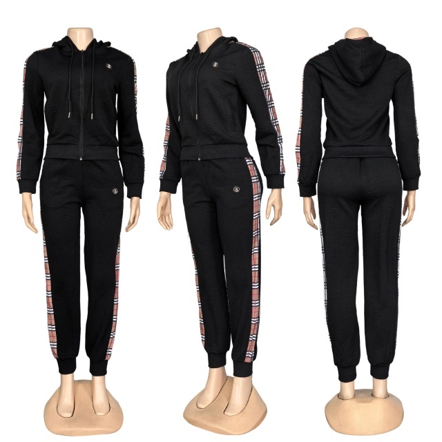 Fashion Jacquard Hooded Tracksuit Set