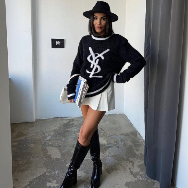 Fashion Jacquard Knit Sweater Top